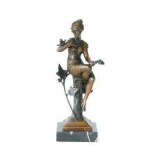 Weibliche Bronze Skulptur Figur Kunst Carving Girl Home Handwerk Messing Statue TPE-625